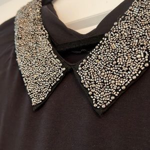 Embellished short sleep black top size L